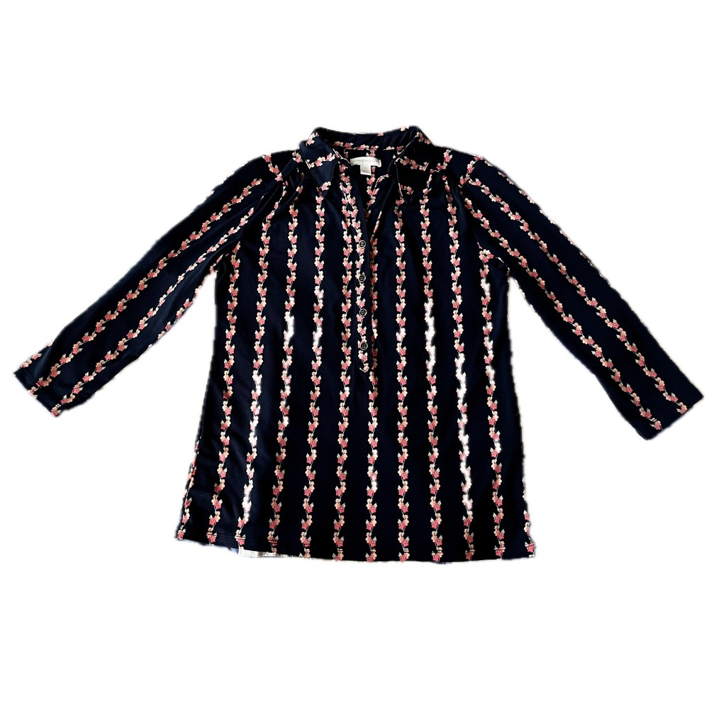 Grandmacore Floral Navy Shirt y2k size S